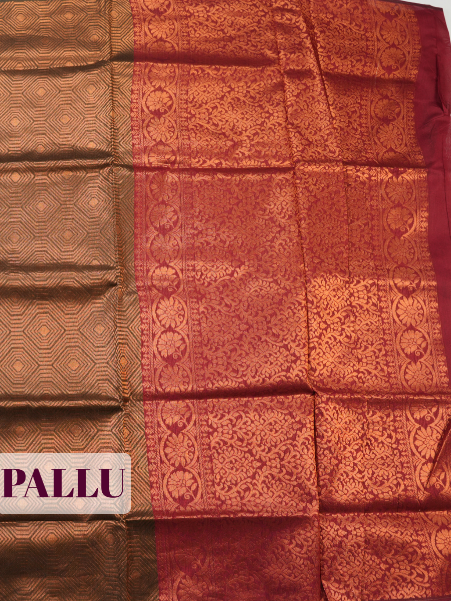 Copper Sico Saree Saree with Borderless Finish