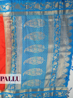 Orange Semi Silk Saree with Flower Design Border