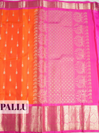 Orange Pure Kanchipuram Saree with Broad Paisley Floral Zari Border