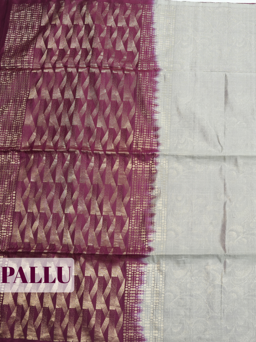 grey Pure Kanchipuram Soft Silk Saree with Border Design