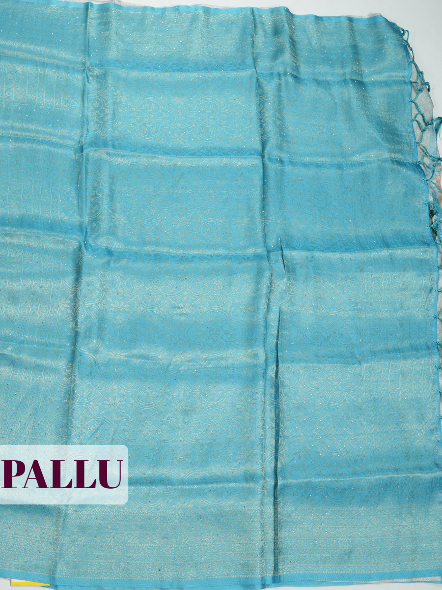 Champagne Gold Bangalore Sof Silk Saree with Chevron Wave Border