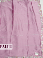 Mauve Pink Satin Fancy Saree with Stone-Studded Border Design