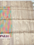 Multi color Semi Tussar Saree with Wide solid woven panel zari with flower