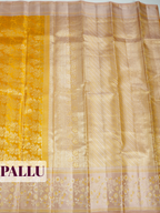 Yellow Kanchipuram Saree with Floral Vine Zari Border