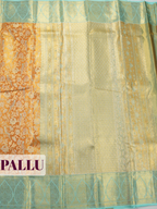 Orange Pure Kanjivaram Tissue Saree with Paisley Medallion Border with Diamond Floral Buttas