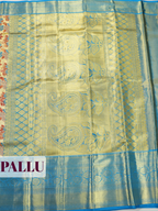 Beige Gold Pure Kanjivaram Tissue Saree with Anarkali Tissue Border with Floral Butta