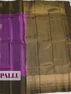 Purple Pure Kanchipuram Saree with Broad Floral Leaf Zari Border