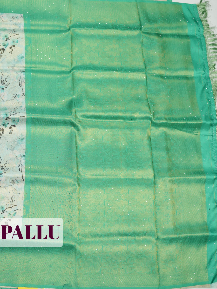 Green Bangalore Sof Silk Saree with Brocade Woven Border