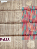 Multi color Semi Tussar Saree with Muted Taupe Floral Zari