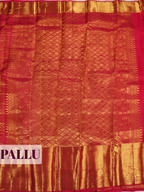 Red Kanchipuram Saree with Peacock and Geometric Zari Border