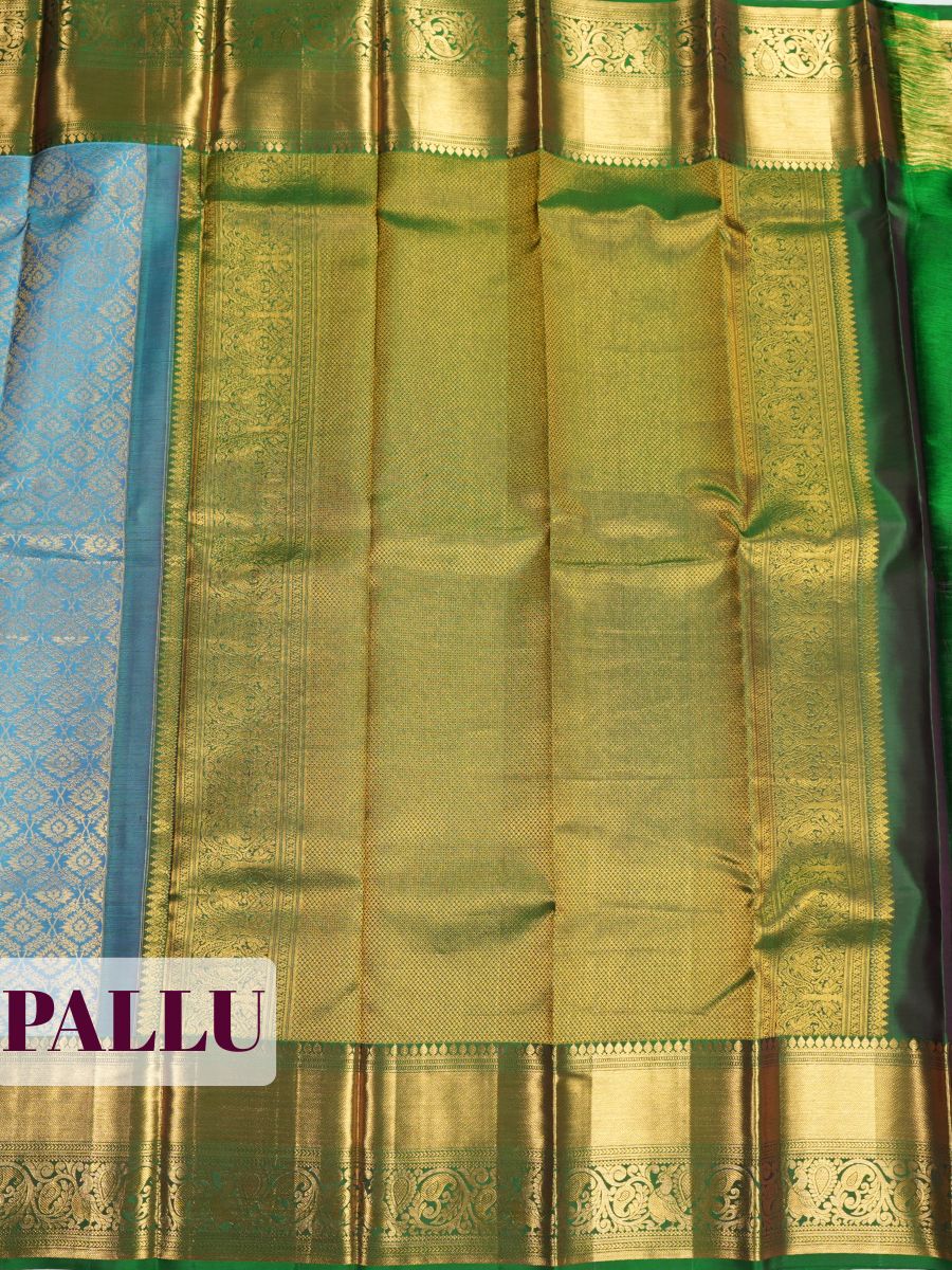 Blue Kanchivaram Saree with Ornate Peacock Border