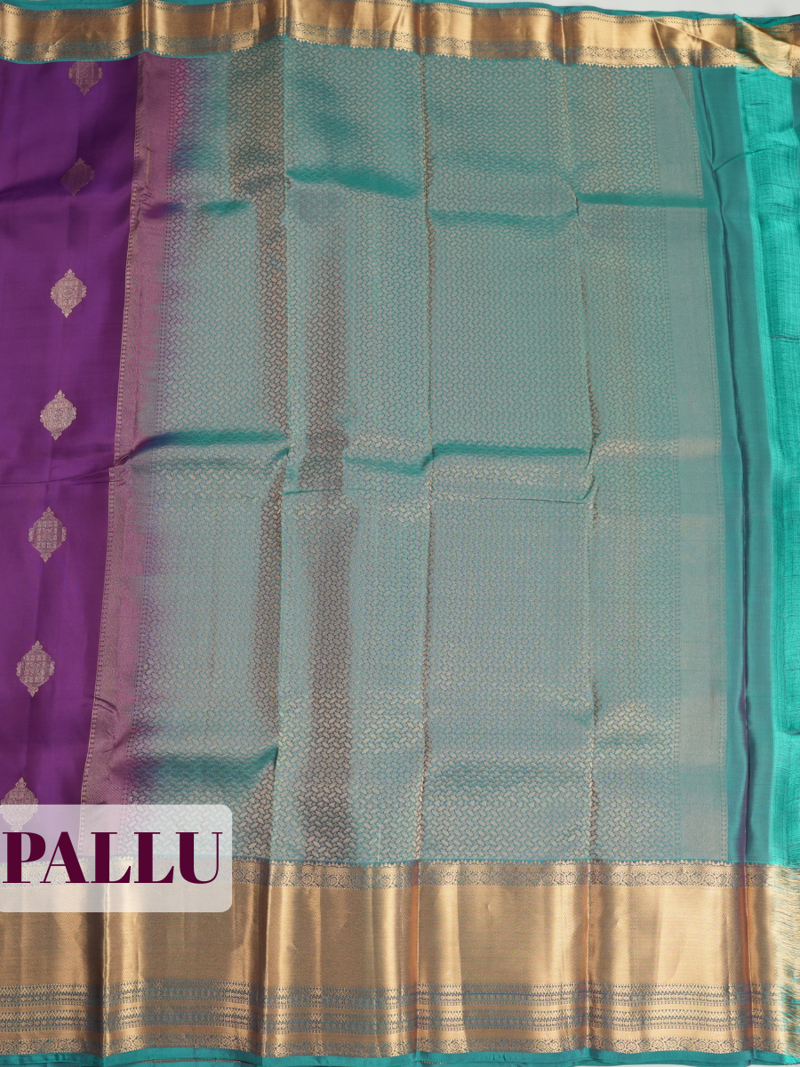 Purple Pure Kanchipuram Saree with Traditional Design Border
