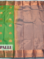 Green Bangalore Semi Silk Saree with Floral Medallion Brocade Border