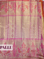 Rose Pink Pure Tissue Silk Saree with Floral Zari Weave